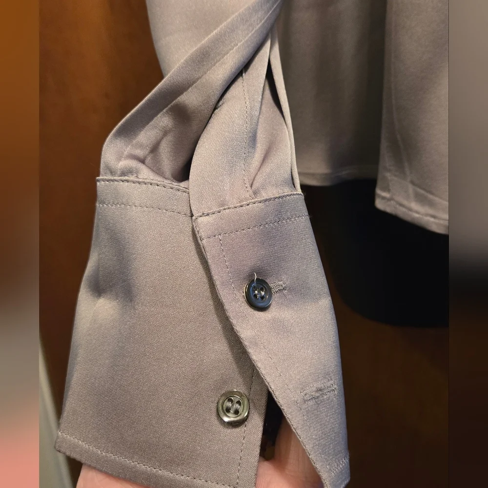 Armani Collezioni steel Chic silk Blouse sz12 - Picture 3 of 8